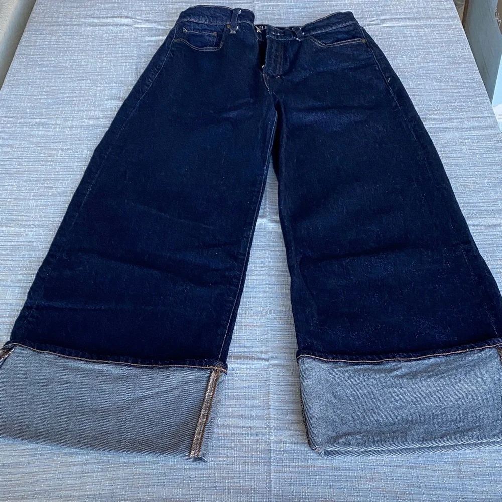 Women's A.N.A. Wide-Leg High-Waisted Dark Blue Jeans - Picture 1 of 14